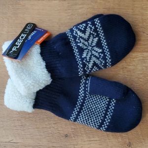 Grand Sierra fleece lined wool navy mittens